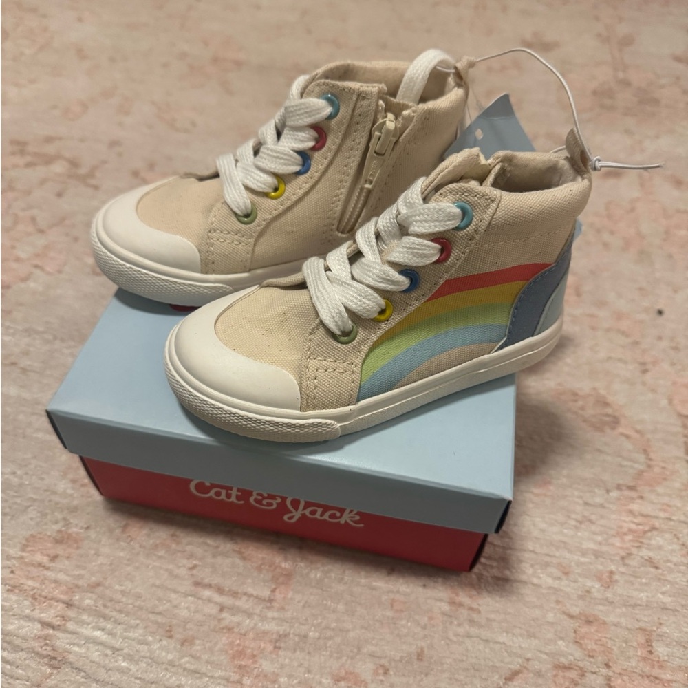 George Kids High-Top Sneakers with Rainbow Design - Cream